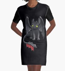 Toothless, Night Fury Inspired Dragon. Graphic T-Shirt Dress