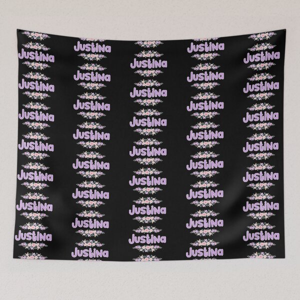 Item preview, Purple Flower Justina Name Label (Black) designed and sold by NormadWorld.