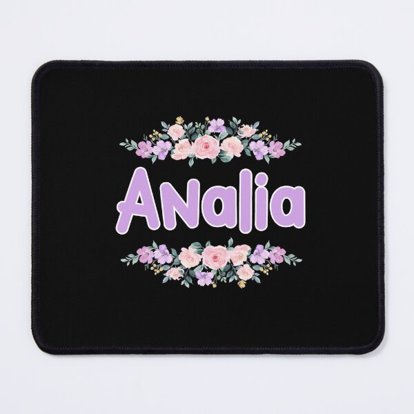 Item preview, Purple Flower Analia Name Label (Black) designed and sold by NormadWorld.
