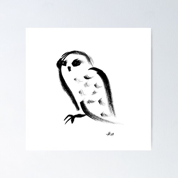Snow owl - Fusion of pen strokes Poster