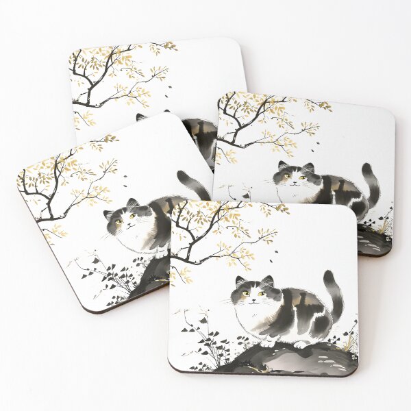 Item preview, A cute black and white cat under a tree,Ink Art designed and sold by xiao xuans.
