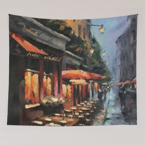 Item preview, Print of a restaurant at evening 3 designed and sold by Random Designs.