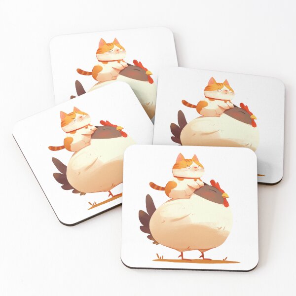 Item preview, Cat on Chicken Cartoon  designed and sold by Bwittaya.