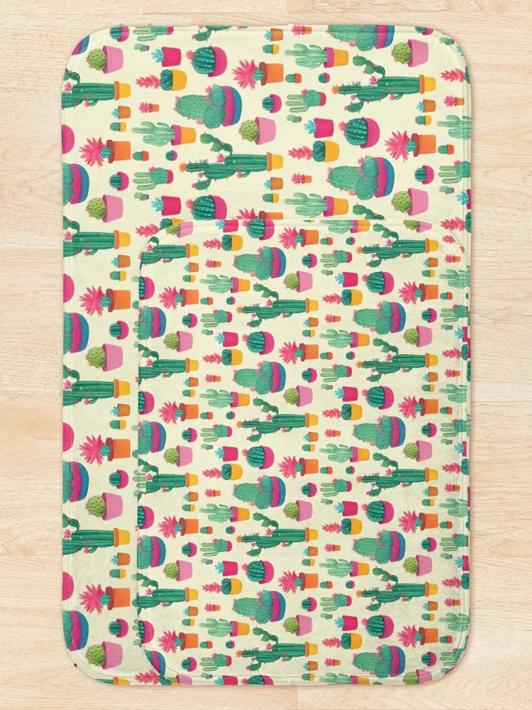 Thumbnail 5 of 6, Bath Mat, Cute Cactus Pattern designed and sold by RemonMichel.