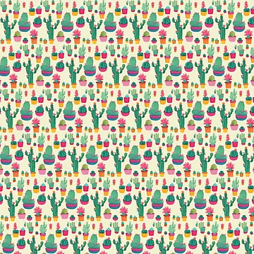 Artwork thumbnail, Cute Cactus Pattern by RemonMichel