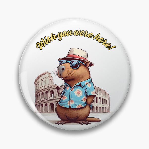 Item preview, Genial, lindo, caricatura, carpincho, turista de vacaciones, Roma, ¡Ojalá estuvieras aquí! designed and sold by TiredEngineer86.