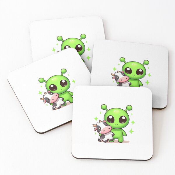 Item preview, Cute Green Alien Holding Cow Plush designed and sold by LittleBuddiez.