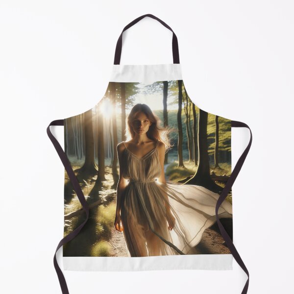 Item preview, Woman in a flowing dress, standing in a sunlit forest clearing designed and sold by AndreaMart.