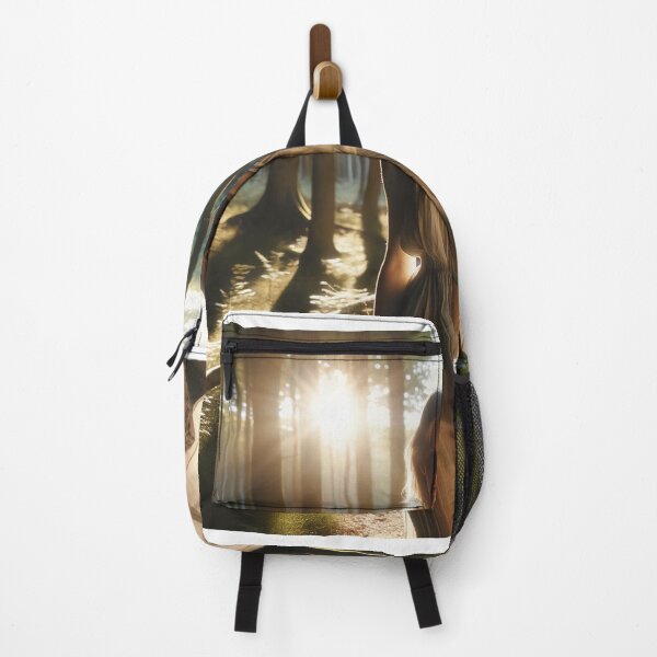 Item preview, Woman in a flowing dress, standing in a sunlit forest clearing designed and sold by AndreaMart.