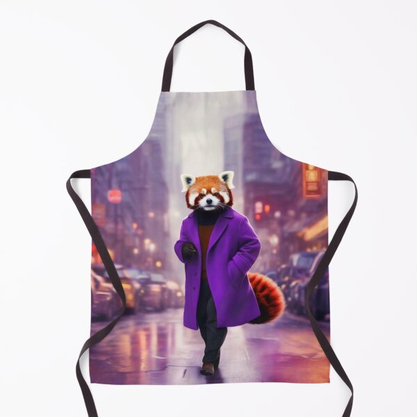 Artikelvorschau, Roter Panda in der Stadt (Lila Mantel) entworfen und verkauft von Steph Anne Best.
