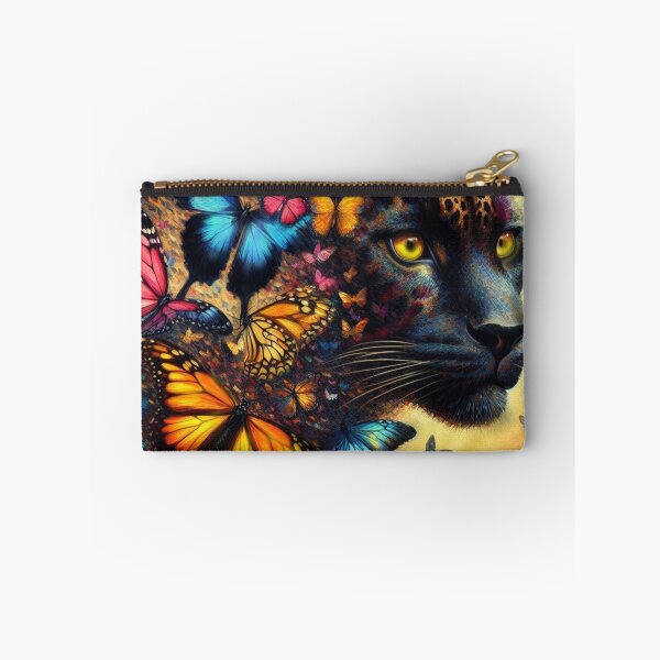 Item preview, Hermoso leopardo negro grande con mariposas coloridas designed and sold by TheOrderedBox.