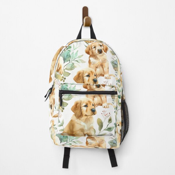Item preview, Botanical Watercolor Golden Retriever Puppies Pattern designed and sold by Estrakingdom.