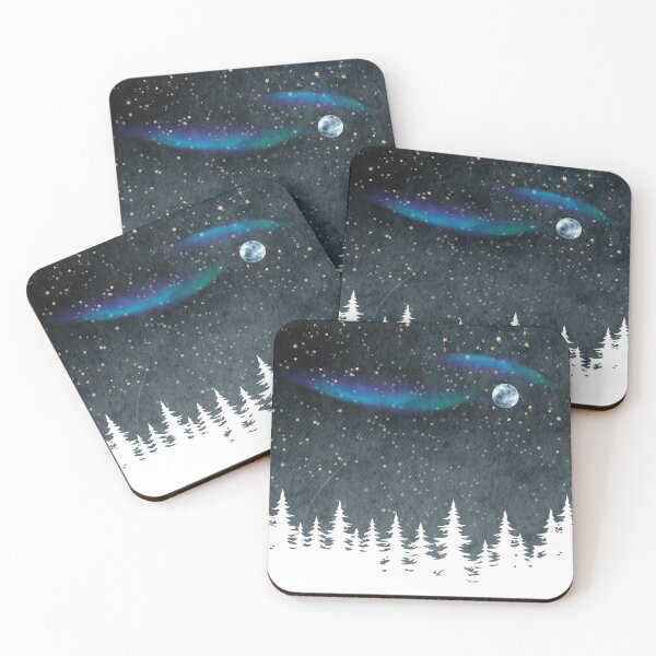Item preview, Teal Spring Night Sky landscape with radiant moon in night Landscape with Constellations v.6 designed and sold by CosmicNook1.