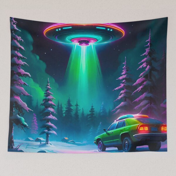 Item preview, Frozen Encounter: UFO Mystery in the Snowy Night designed and sold by GrizzlyCollective.
