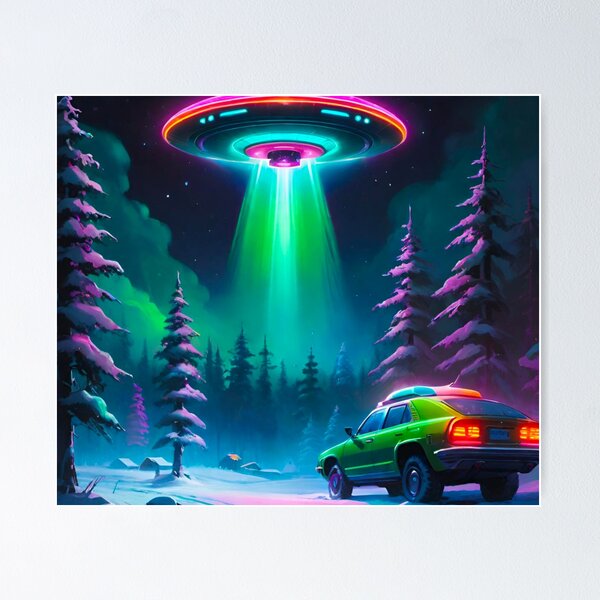 Item preview, Frozen Encounter: UFO Mystery in the Snowy Night designed and sold by GrizzlyCollective.