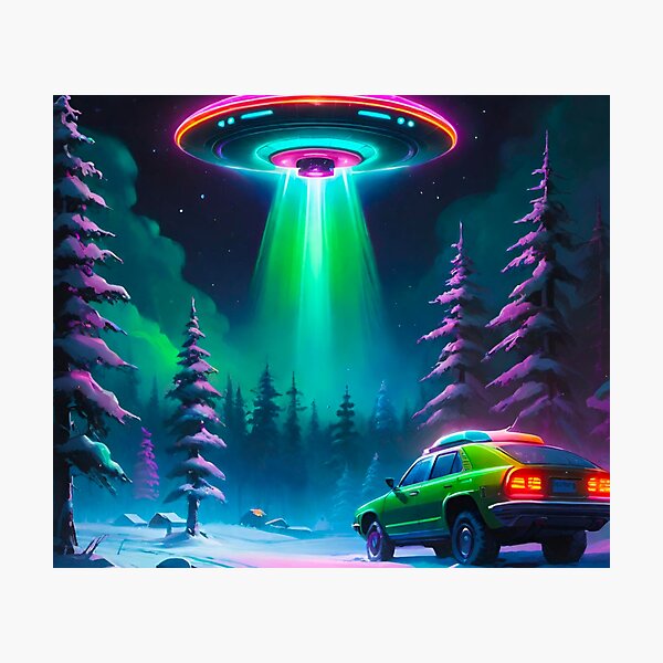 Item preview, Frozen Encounter: UFO Mystery in the Snowy Night designed and sold by GrizzlyCollective.