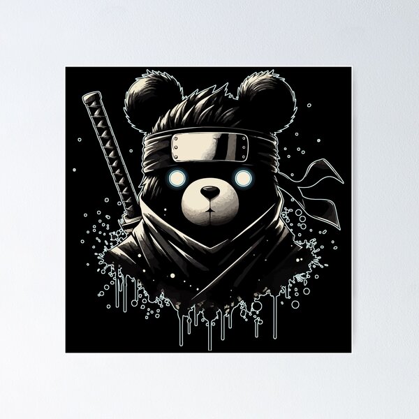 Item preview, Cool Ninja Bear Japanese Anime Ink Splash Style designed and sold by TomFrontierArt.