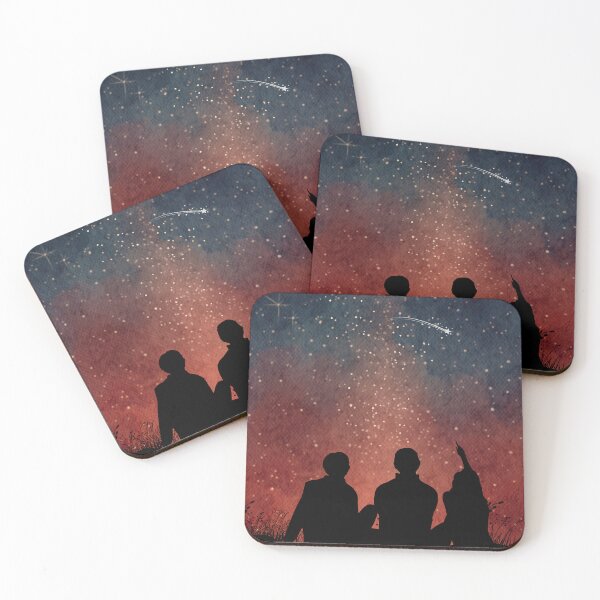 Item preview,  Three friends watching Spring Night Sky landscape with radiant moon in night Landscape with Constellations v.6 designed and sold by CosmicNook1.