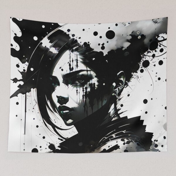 Item preview, Ethereal Contrast: Black and White Woman Silhouette designed and sold by GrizzlyCollective.