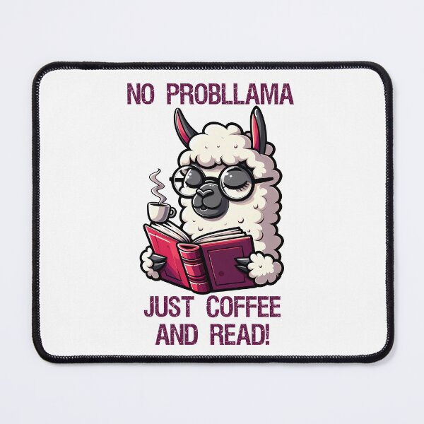 Item preview, Llama with a cup of coffee reading a book designed and sold by Irbisinthebox.