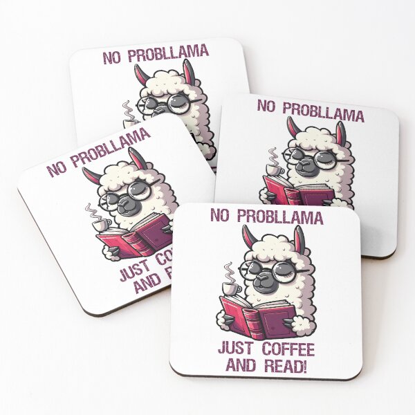 Item preview, Llama with a cup of coffee reading a book designed and sold by Irbisinthebox.