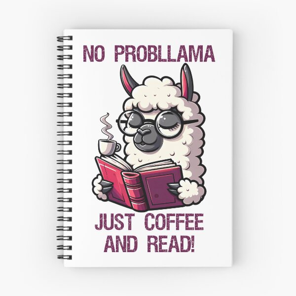 Item preview, Llama with a cup of coffee reading a book designed and sold by Irbisinthebox.
