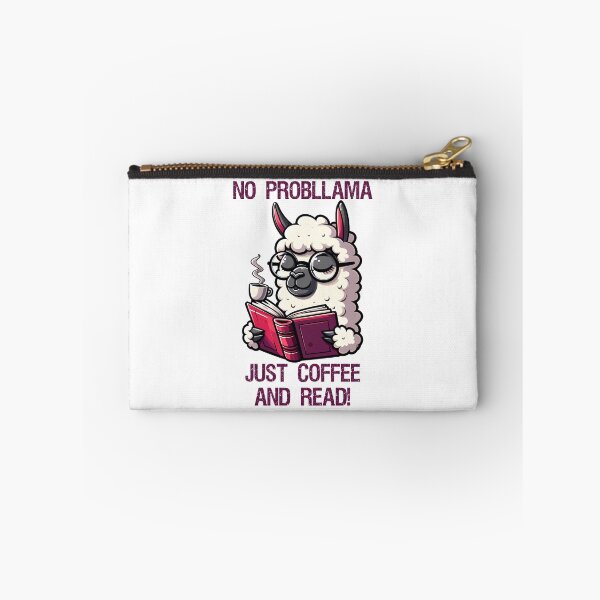 Item preview, Llama with a cup of coffee reading a book designed and sold by Irbisinthebox.