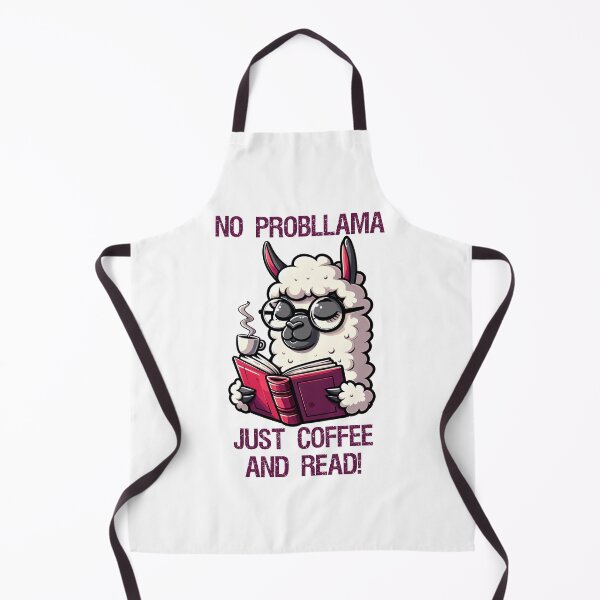 Item preview, Llama with a cup of coffee reading a book designed and sold by Irbisinthebox.