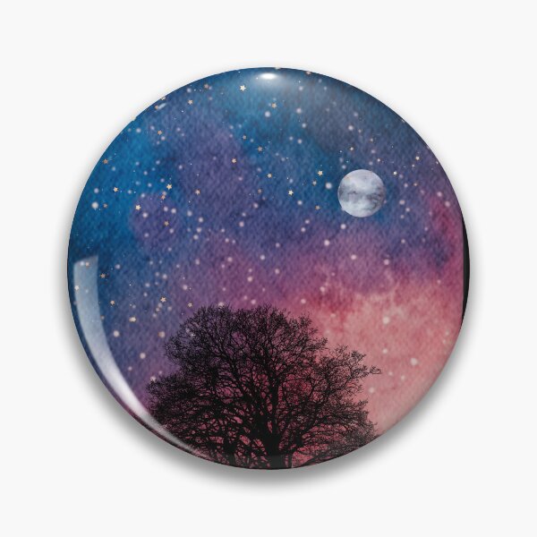Item preview,  lone Tree in Spring Night Sky landscape with radiant moon in night Landscape with Constellations v.7 designed and sold by CosmicNook1.