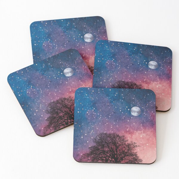 Item preview,  lone Tree in Spring Night Sky landscape with radiant moon in night Landscape with Constellations v.7 designed and sold by CosmicNook1.