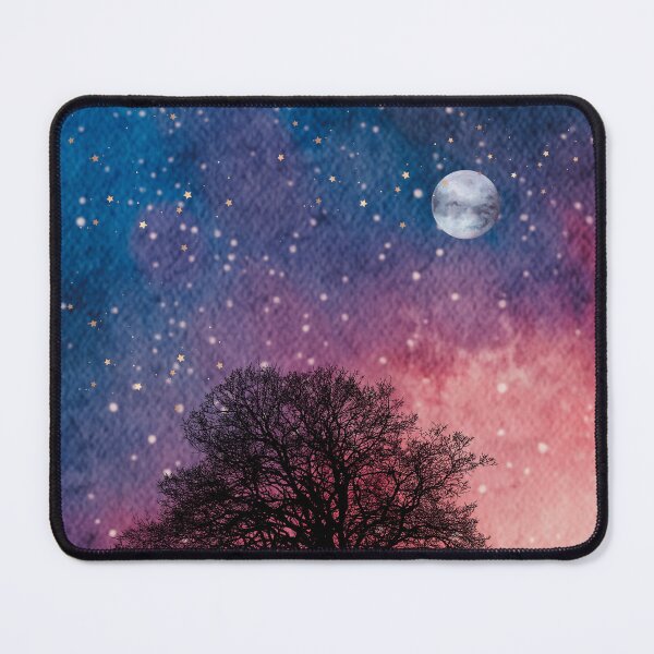 Item preview, lone Tree in Spring Night Sky landscape with radiant moon in night Landscape with Constellations v.7 designed and sold by CosmicNook1.