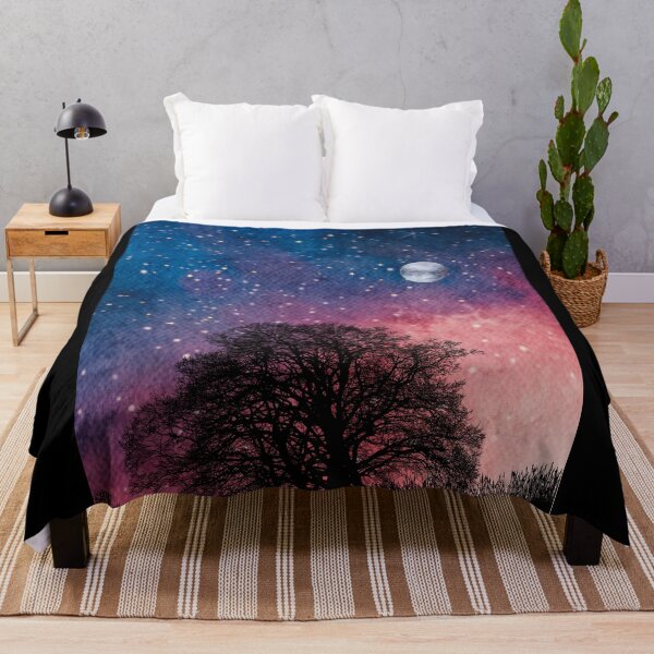 Item preview, lone Tree in Spring Night Sky landscape with radiant moon in night Landscape with Constellations v.7 designed and sold by CosmicNook1.