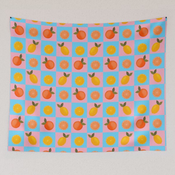 Item preview, Pink and blue pattern zesty pair tutti frutti designed and sold by BosskaDesign.