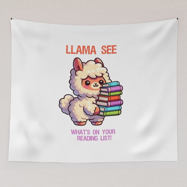 Item preview, Llama holding stock pile of books designed and sold by Irbisinthebox.
