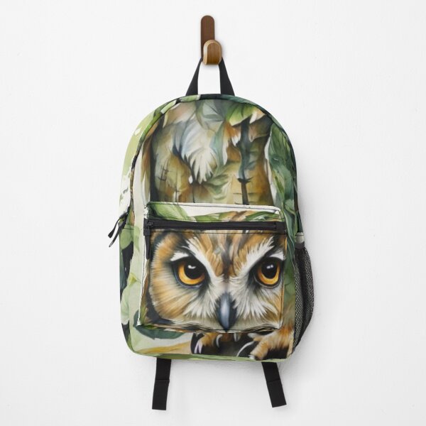 Item preview, Owl bird in green forest watercolor painting  designed and sold by shokA Design.