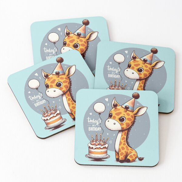 Item preview, Kawaii Giraffe Today Is My Birthday Party designed and sold by TomFrontierArt.