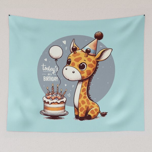 Item preview, Kawaii Giraffe Today Is My Birthday Party designed and sold by TomFrontierArt.