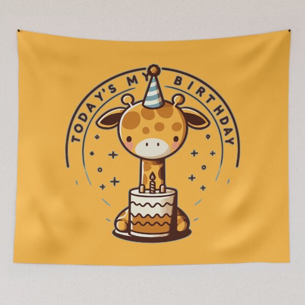 Item preview, Kawaii Giraffe Today Is My Birthday Party designed and sold by TomFrontierArt.