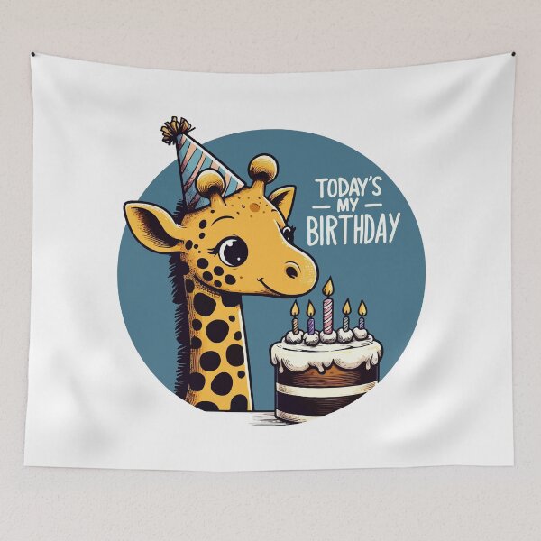 Item preview, Kawaii Giraffe Today Is My Birthday Party designed and sold by TomFrontierArt.