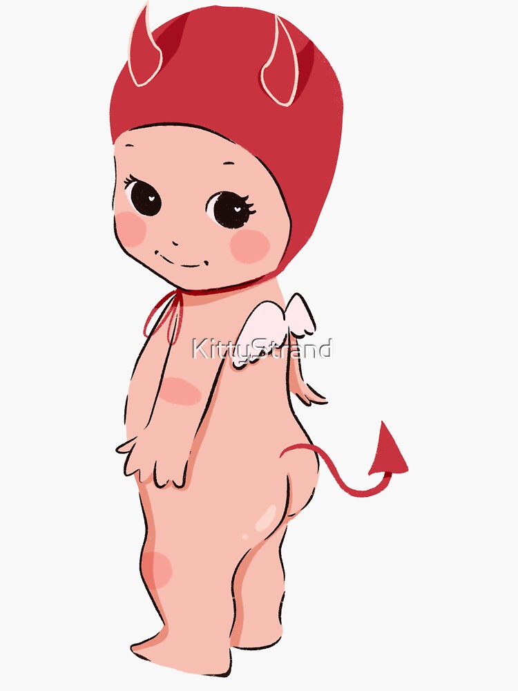 Thumbnail 3 of 3, Sticker, Devil Cherub | Red Devil Angel Trinket | Sonny Angel Inspired designed and sold by KittyStrand.