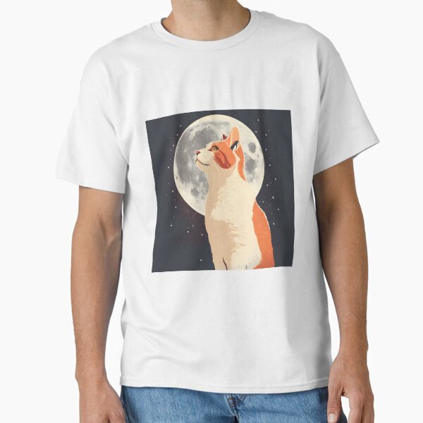 Item preview, Cat against the background of the moon designed and sold by HappyStickBike.