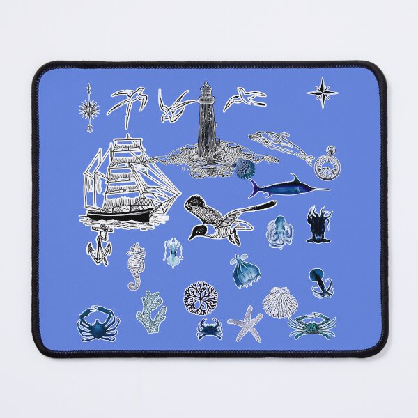 Item preview, Ocean Legends: Nautical Odyssey - Sea Story Pattern on Blue designed and sold by IraNiva.