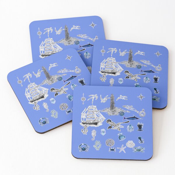 Item preview, Ocean Legends: Nautical Odyssey - Sea Story Pattern on Blue designed and sold by IraNiva.