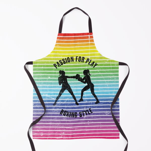 Item preview, Black silhouettes of women training boxing against the background of rainbow stripes designed and sold by HarridanCreates.