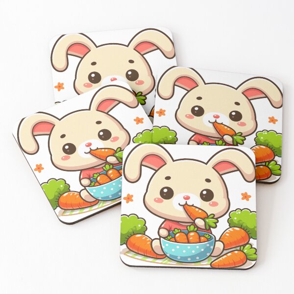 Item preview, Cartoon rabbit eating carrot designed and sold by MzulhilmiZam.