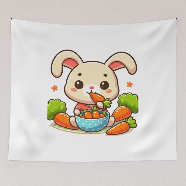 Item preview, Cartoon rabbit eating carrot designed and sold by MzulhilmiZam.