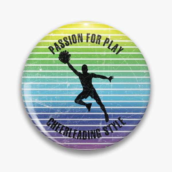 Item preview, Black silhouette of a male cheerleader with pompoms against the background of rainbow stripes designed and sold by HarridanCreates.