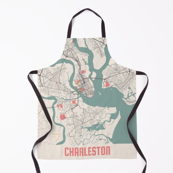 Artikelvorschau, Charleston Stadtplan Kreide Retro Stadtplan Poster entworfen und verkauft von Peek-Designs.