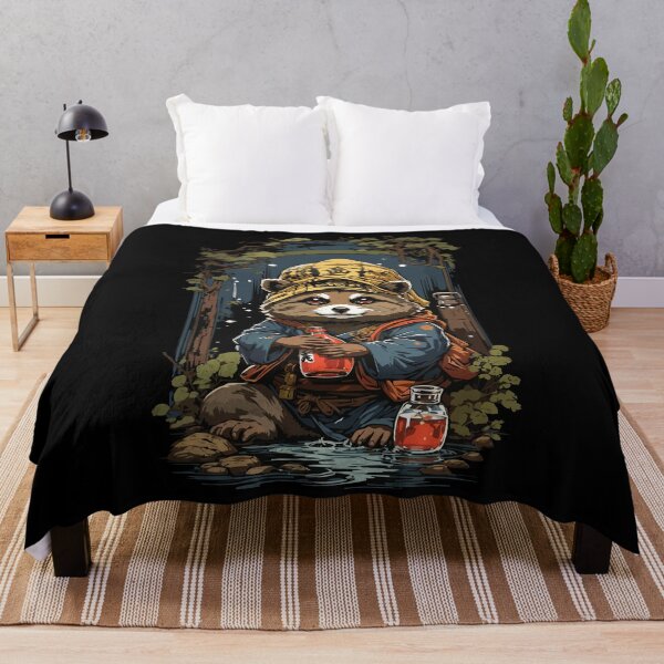 Item preview, Raccoon Dog Japanese Sake Vintage Japan Art designed and sold by LuminOrb.