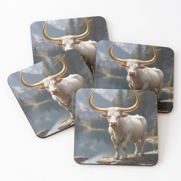 Item preview, White Bull With Golden Horns designed and sold by ThralStore.
